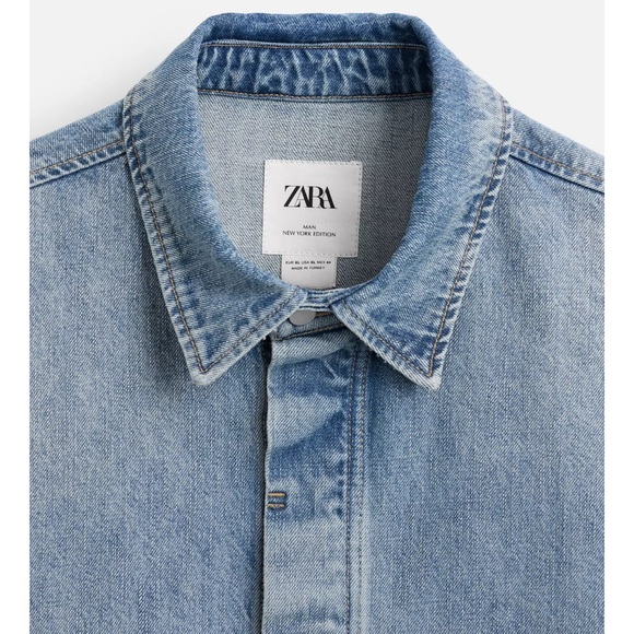 Zara Men's Limited Edition Denim Overshirt Blue NWT - Picture 8 of 9